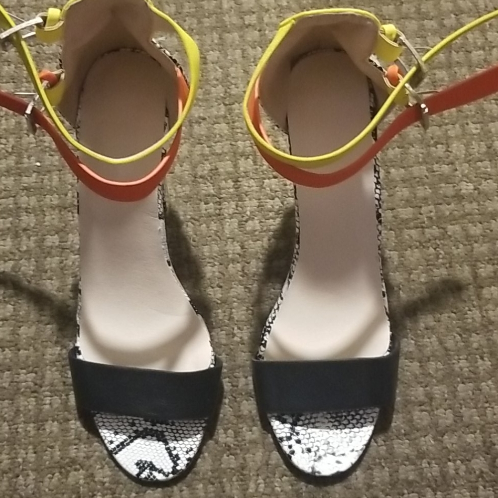 Multicolored Snakeskin Sandals